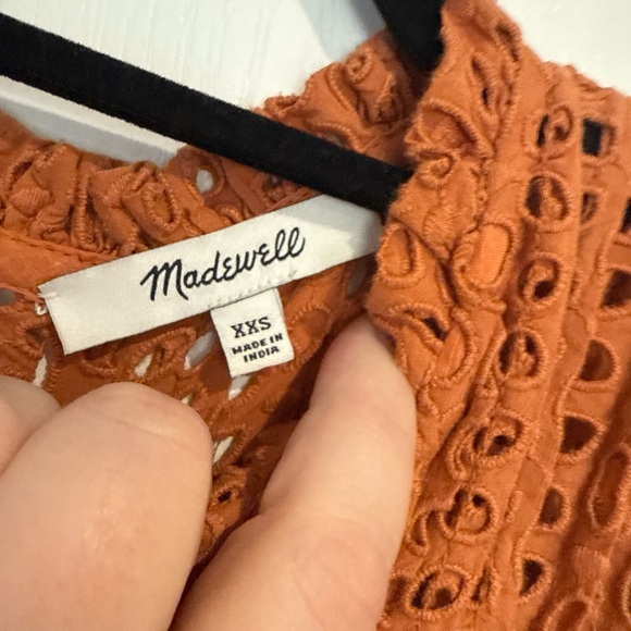 Madewell Women's Orange Eyelet Dress - Picture 2 of 4